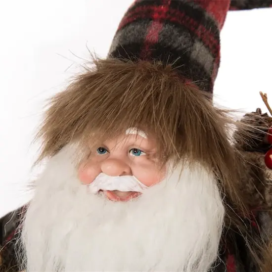 Glitzhome® 12" Standing Plaid Santa Figurine Table Top Decoration {4}