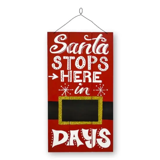22" Santa Stops Here Hanging Sign Home D&eacute;cor {1}