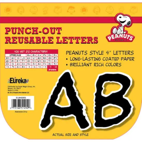 Peanuts&reg; 4" Black Punch Out Reusable Letters {1}