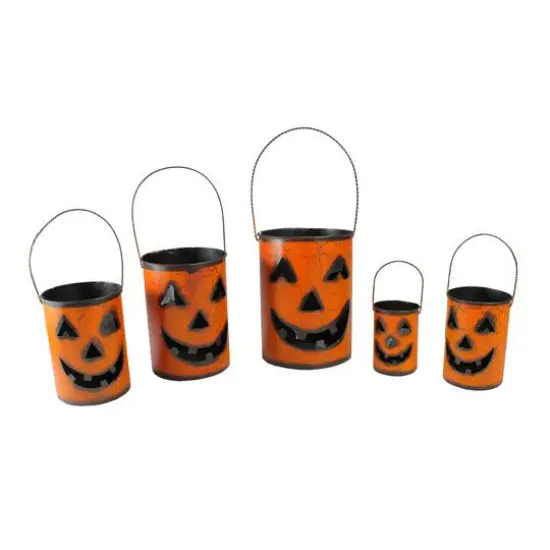 Nesting Luminary Jack-O-Lantern Pumpkin Halloween Container Basket Set {1}