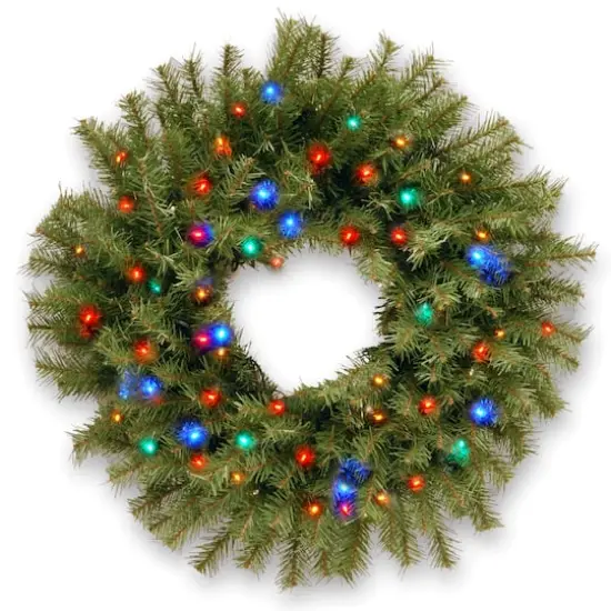 24" Norwood Fir Wreath With Multicolored LED Lights {1}