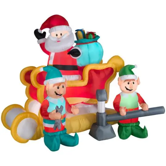5.5ft. Airblown&reg; Inflatable Christmas Santa Tinkering Sleigh Scene {1}