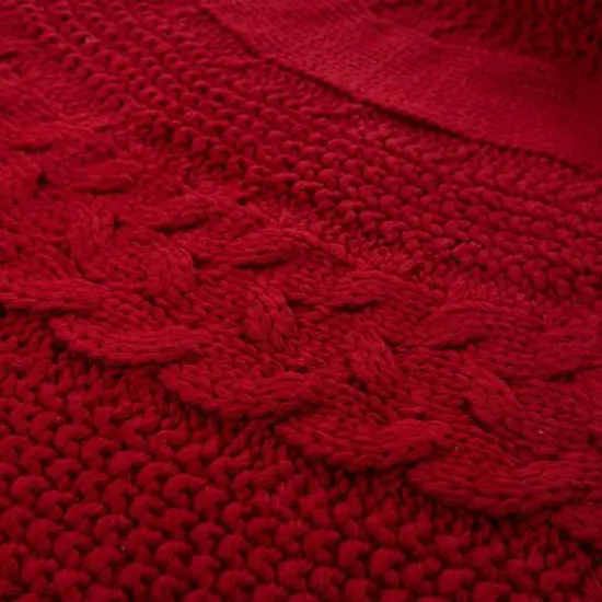 Glitzhome&reg; 52" Red Knited Acrylic Christmas Tree Skirt {6}