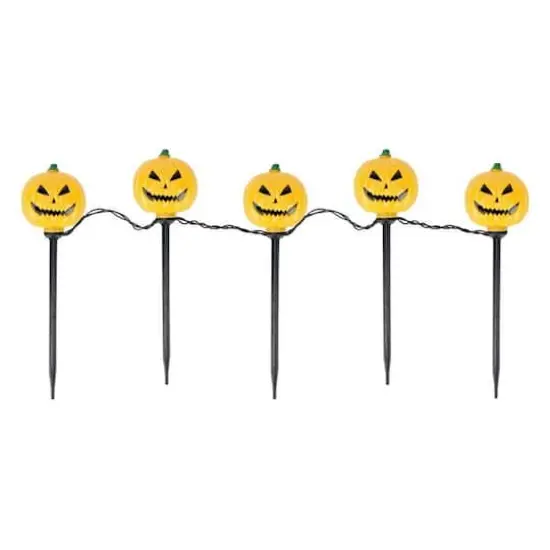 Clear Lighted Scary Jack-o-Lantern Halloween Pathway Markers, 5 Pack {1}