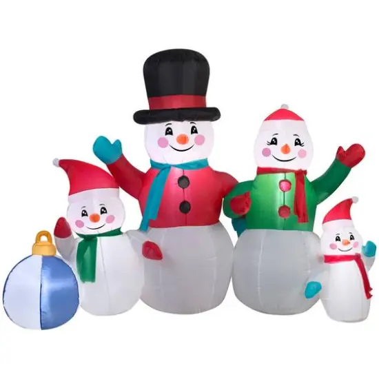 5ft. Airblown&reg; Inflatable Christmas Snowman Family Scene {1}