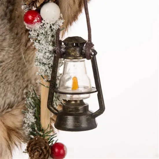 Glitzhome® 18" Christmas Light Brown Faux Fur Santa Figurine {5}