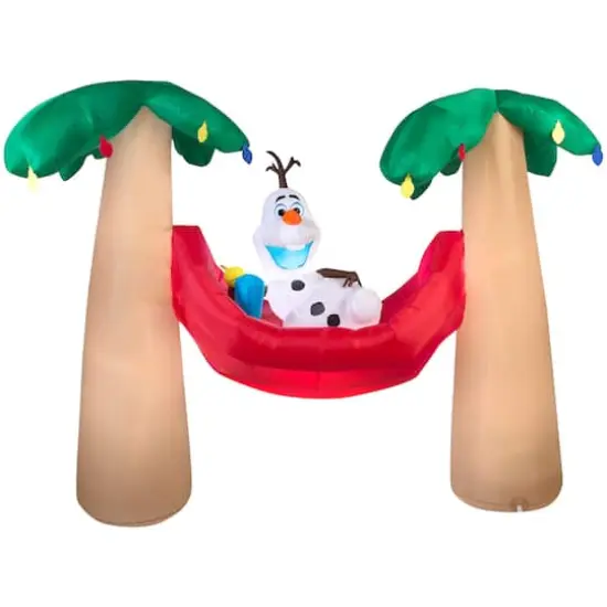 6ft. Airblown&reg; Inflatable Christmas Olaf in Hammock with Palm Trees  {1}