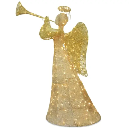 60" Champagne Angel Decoration, White LED Lights {1}