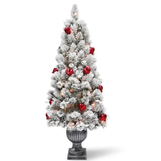 5ft. Pre-Lit Snowy Bristle Pine Artificial Christmas Entrance Tree, Clear Lights {1}