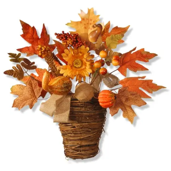 16" Pumpkins & Maple Leaves Wall Basket {1}