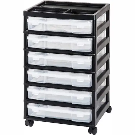 Iris&reg; 6 Case Black Rolling Scrapbook Cart {1}