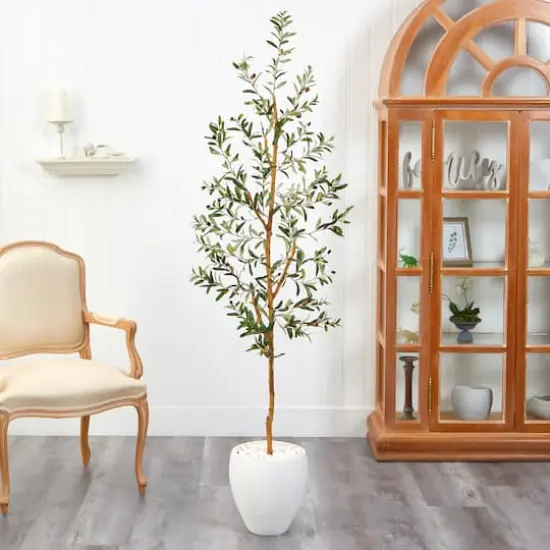 6ft. Olive Artificial Tree in White Planter {4}