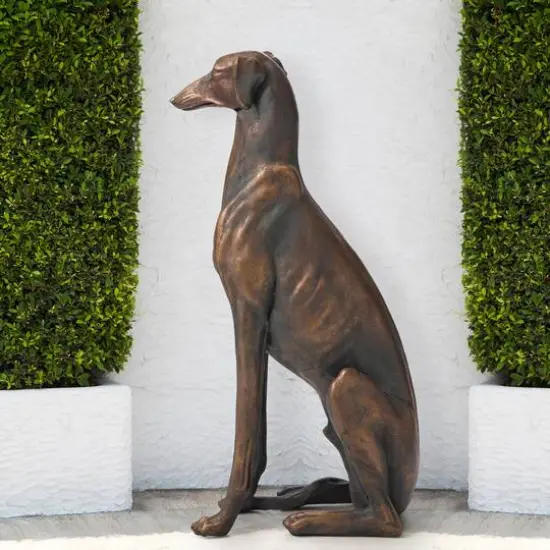 Glitzhome&reg; 30.25" Bronze Sitting Greyhound Dogs, 2ct. {5}