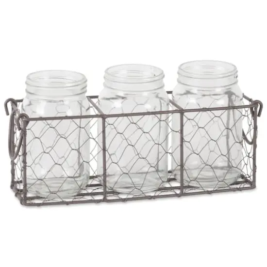 DII&reg; Rustic Chicken Wire Flatware Caddy with Clear Jars {1}