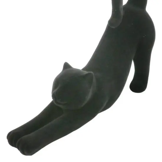12" Flocked Stretching Halloween Tabletop Cat by Ashland&reg; Black {4}