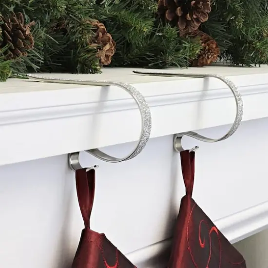 Original MantleClip® Silver Glitter Stocking Holders, 2ct. {3}