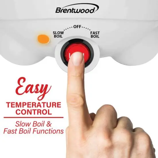 Brentwood White 1.1qt. 400 Watt Stainless Steel Electric Hot Pot Cooker & Food Steamer {4}