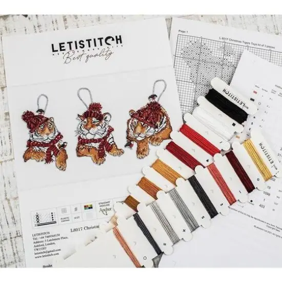 Letistitch Christmas Tigers Toys Set Plastic Canvas Counted Cross Stitch Kit {9}