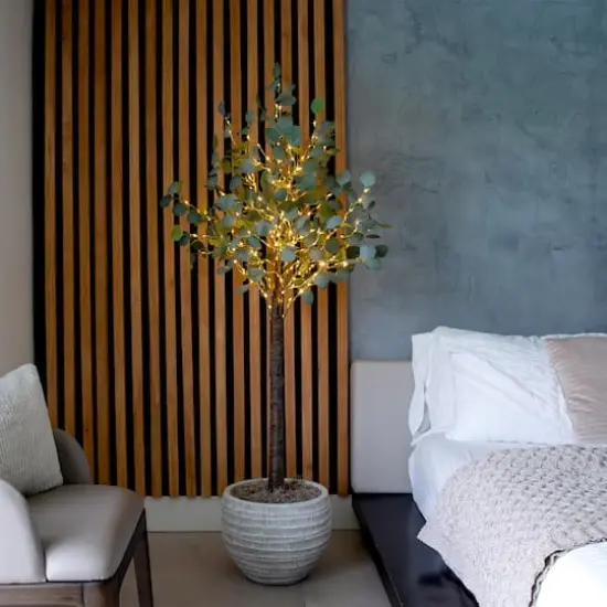 5ft. Pre-Lit Artificial Eucalyptus Tree with Warm White LED Lights {3}