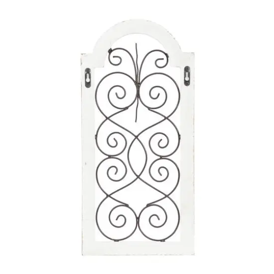 20" White Wood Vintage Ornamental Wall Decor {6}