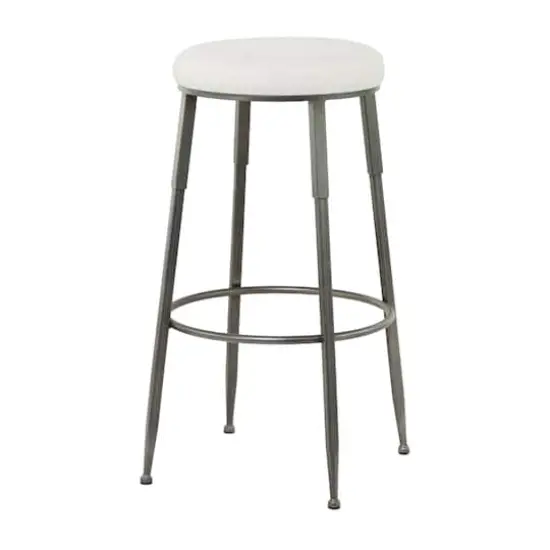30" Gray Metal Industrial Counter Stool {1}
