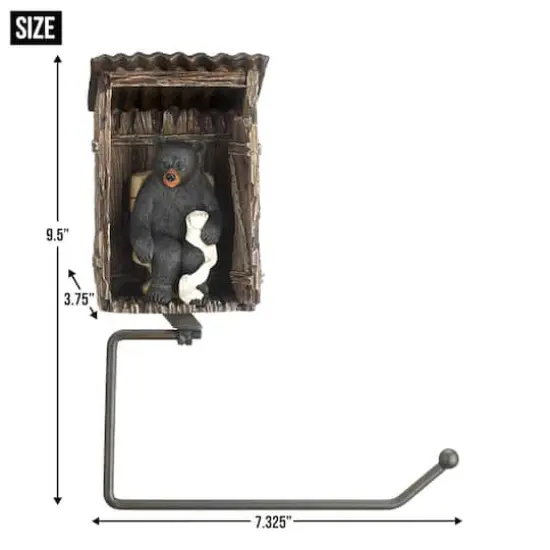 9.5" Bear Outhouse Toilet Paper Holder {6}