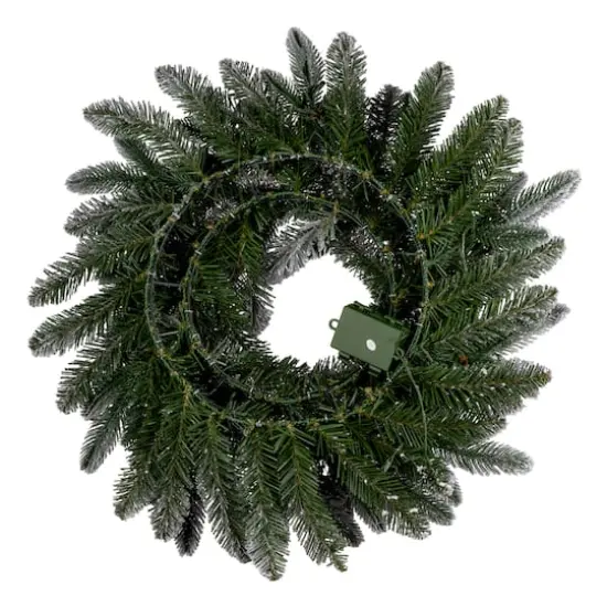 24" Snowberry Warm White LED Pre-Lit Pine Wreath {5}