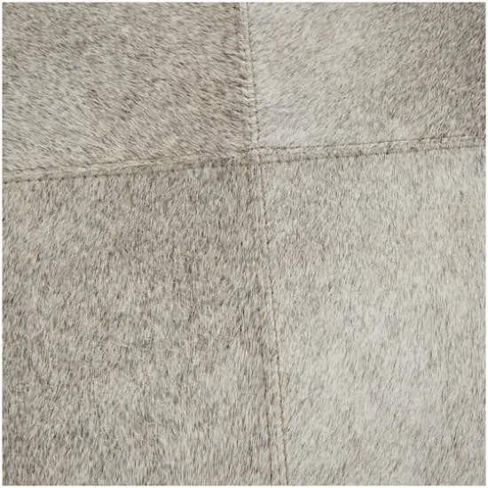 17" Gray Leather Patchwork Stool with Silver Metal Base {5}