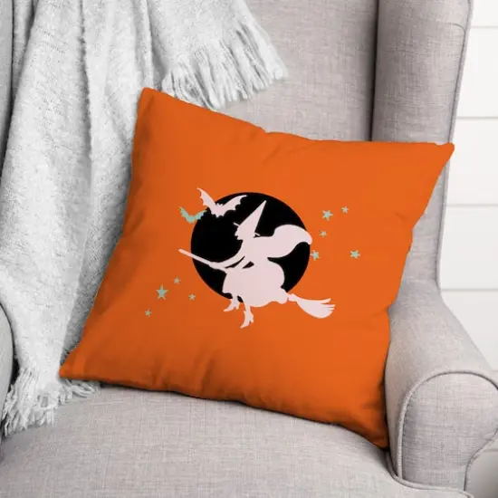 Flying Witch Throw Pillow {4}