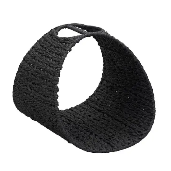 Household Essentials 15" Oval Seagrass Magazine Rack Black {1}