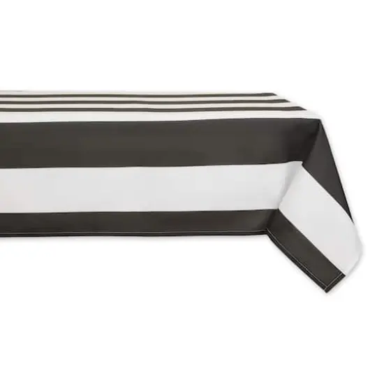 Black Cabana Stripe Print Outdoor Tablecloth,, 60" x 84" {1}