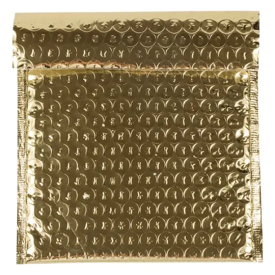 JAM Paper 6" x 6.5" Bubble Padded Mailer with Self Adhesive Closure, 12ct. Gold Metallic {1}