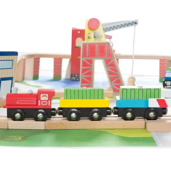 Toy Time Wooden Train Set with Play Mat {9}
