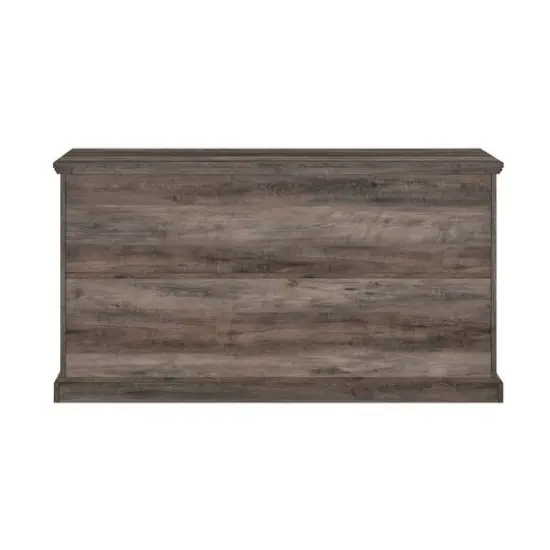 Walker Edison Gray Wash Lateral Bookshelf with Decorative Metal Sides {7}