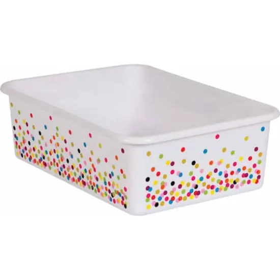 Teacher Created Resources Confetti Large Plastic Storage Bin White {1}