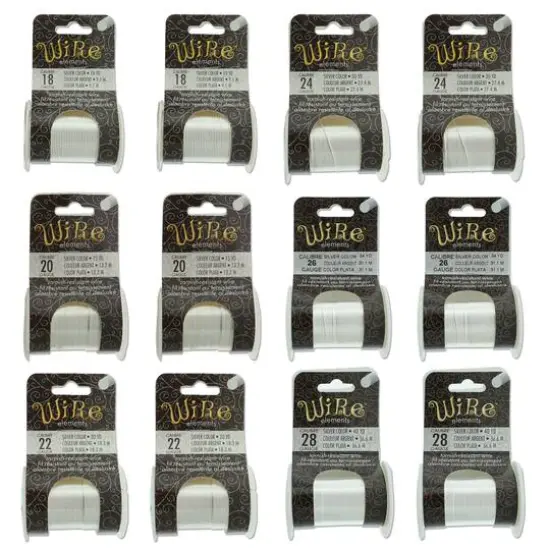 The Beadsmith&reg; Wire Elements&trade; Tarnish Resistant Medium Temper Assorted Gauge Wire Spools, 12ct. Silver {1}