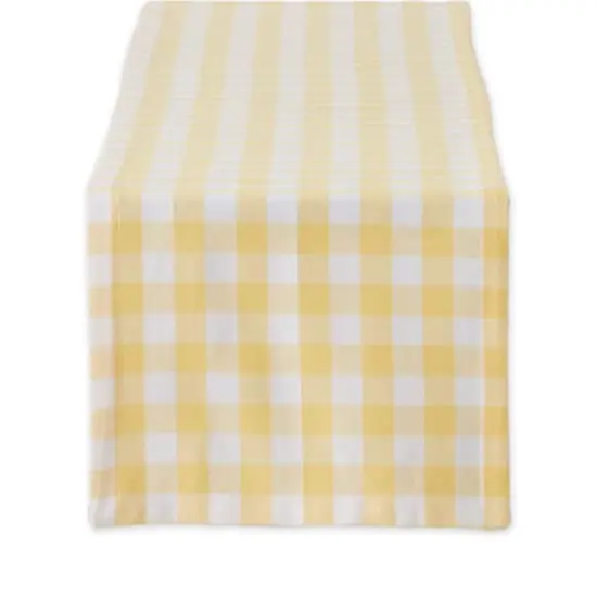 Yellow and White Checkers Table Runner 14" x 108" {1}