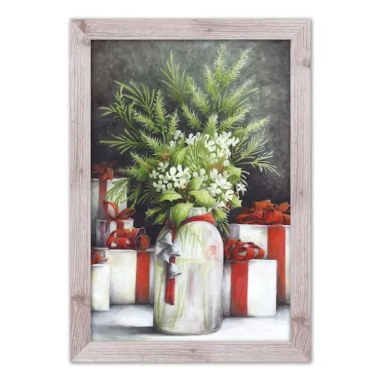 Christmas Flower Vase Western White Framed Print {1}