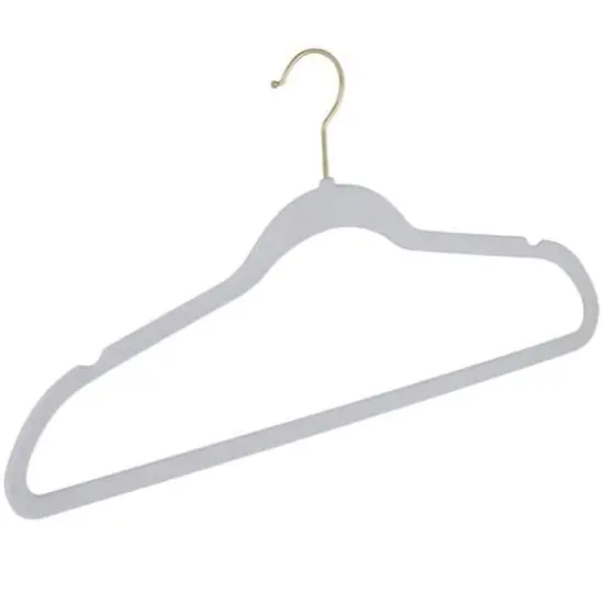 Simplify Slim Velvet Gold Hook Hangers, 25ct. White {5}