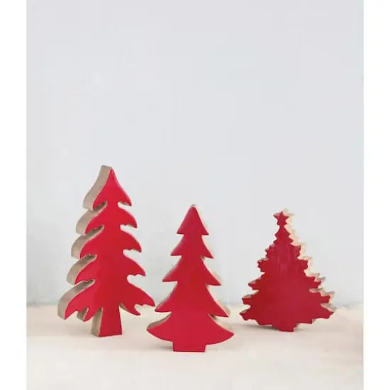 Hello Honey&reg; 8" Enameled Mango Wood Christmas Tree Red {3}