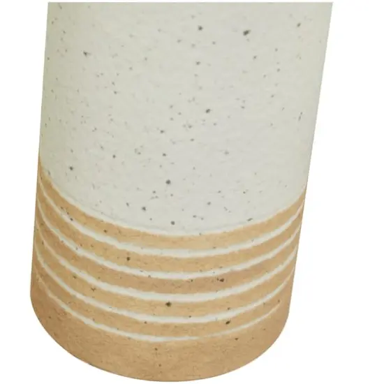 White Metal Striped Pillar Candle Holder Set {4}