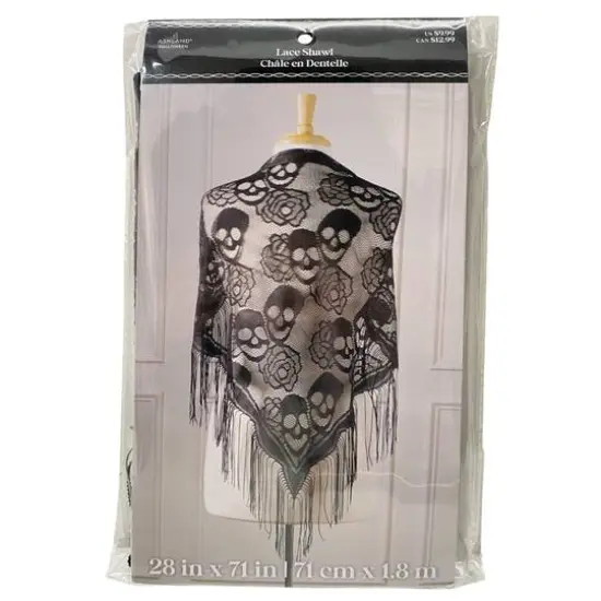 71" Black Skull & Rose Lace Shawl by Ashland&reg; {4}