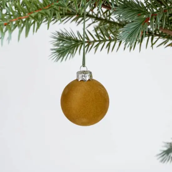 Hello Honey® 2" Brown Round Flocked Plastic Ball Ornament Set {5}