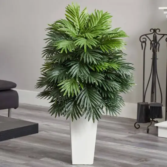 3.5ft. Areca Palm Artificial Plant in White Tower Planter {4}
