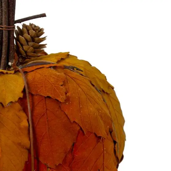 7.5" Orange & Brown Fall Harvest Tabletop Pumpkin {5}