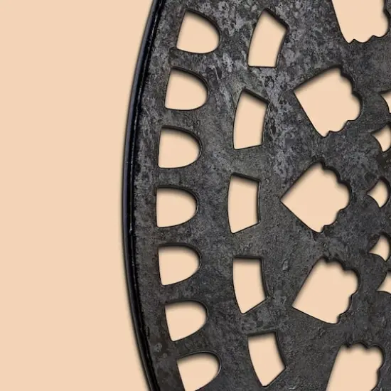 19" Silver Rustic Metal Medallion Sculpture {4}