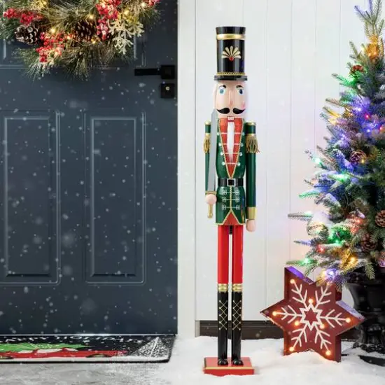 Glitzhome&reg; 3.5ft. Wooden Christmas Soldier Nutcracker {4}