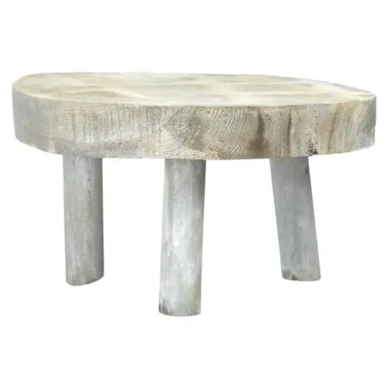 6" Paulownia Wood Gray Wash Pedestal {3}