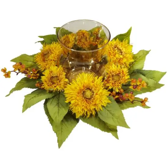 7.5" Golden Sunflower Candelabrum Arrangement {3}
