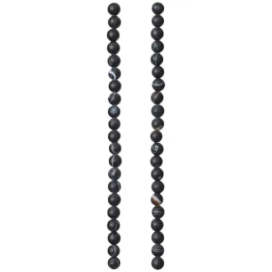 Black Matte Striped Agate Round Beads, 6mm by Bead Landing&trade; {4}